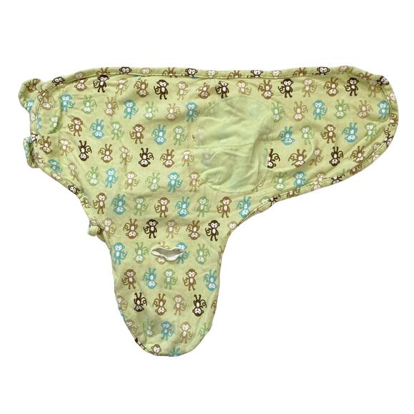 SUMMER Swaddle Me Set of 2 Green Monkeys Dots Small/Medium 0-3 Months Boy Girl - Picture 3 of 6
